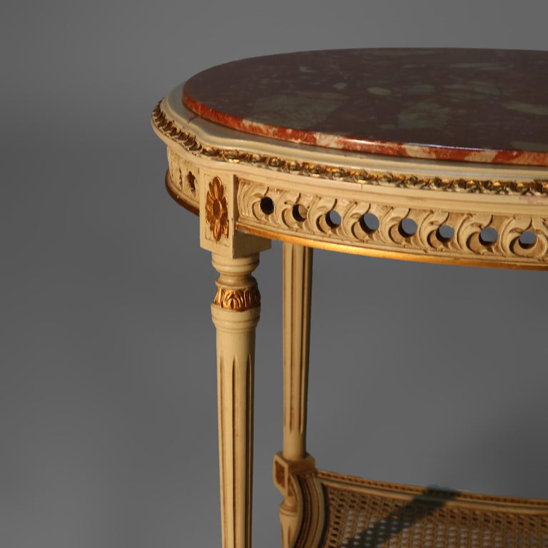 Antique French Louis XVI Gilt Wood & Rouge Marble Stand c1930