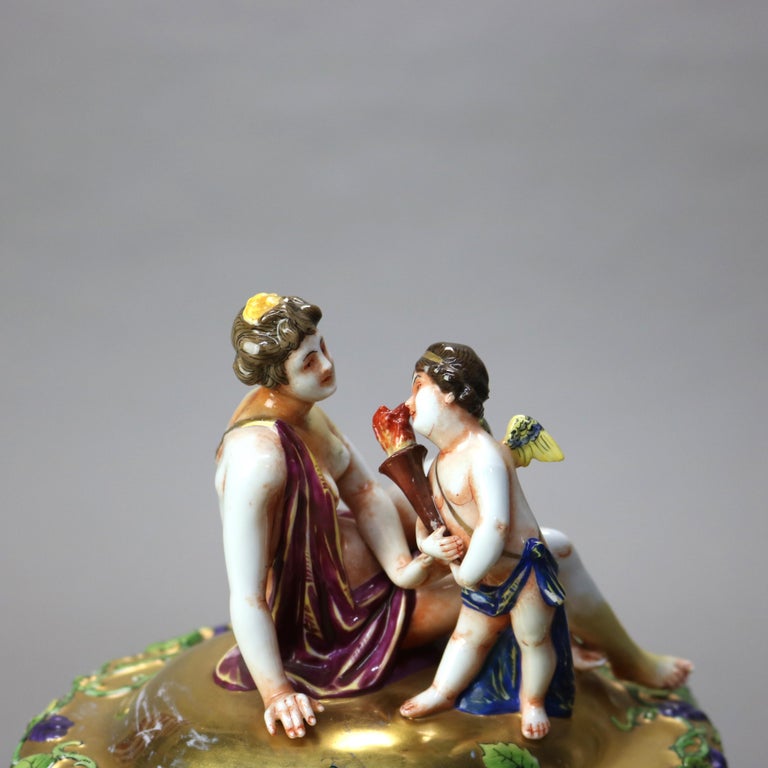 Antique Classical Capodimonte Figural Porcelain Set - One Lidded & Two Open Jars