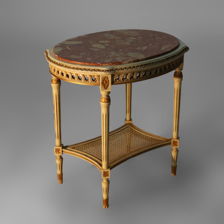 Antique French Louis XVI Gilt Wood & Rouge Marble Stand c1930