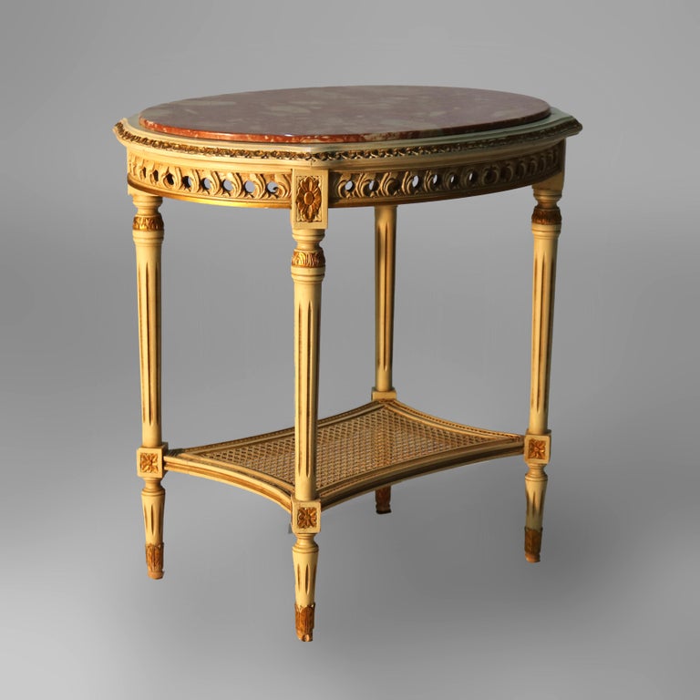 Antique French Louis XVI Gilt Wood & Rouge Marble Stand c1930