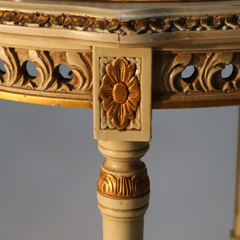 Antique French Louis XVI Gilt Wood & Rouge Marble Stand c1930