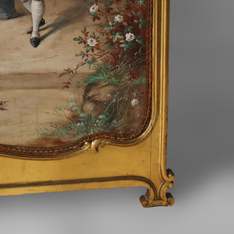 Antique Louis XIV Gilt Wood Three Panel Screen Unsigned C1890