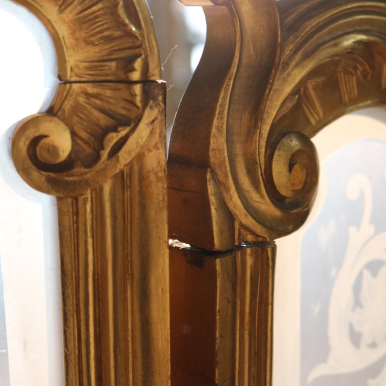 Antique Louis XIV Gilt Wood Three Panel Screen Unsigned C1890
