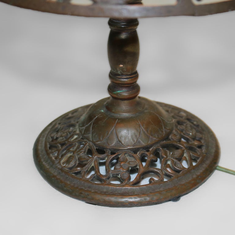 Antique Oscar Bach Arts & Crafts Bronze Table Lamp Unsigned C1920