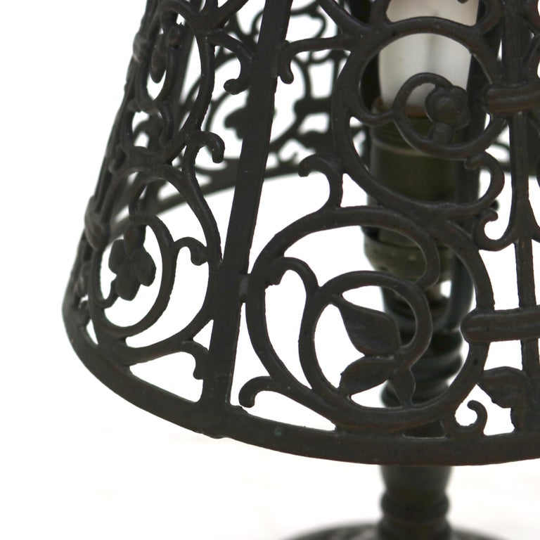 Antique Oscar Bach Arts & Crafts Bronze Table Lamp Unsigned C1920