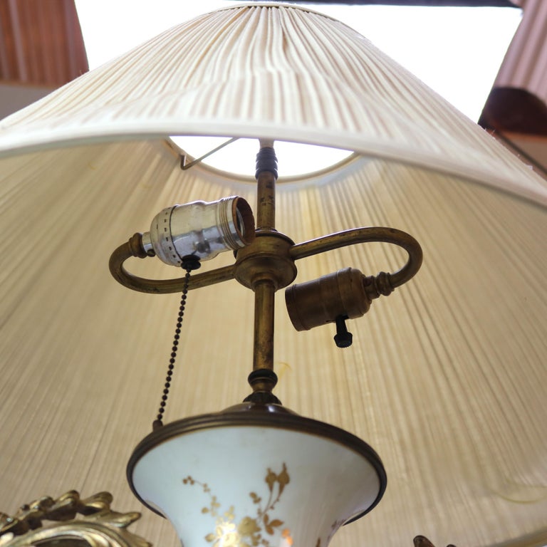 Antique French Sevres Hand Painted Porcelain & Gilt Ormolu Lamp C1880