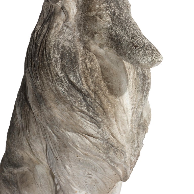 Vintage Hardstone Life Sized Dog (Collie) Garden Statue C1950