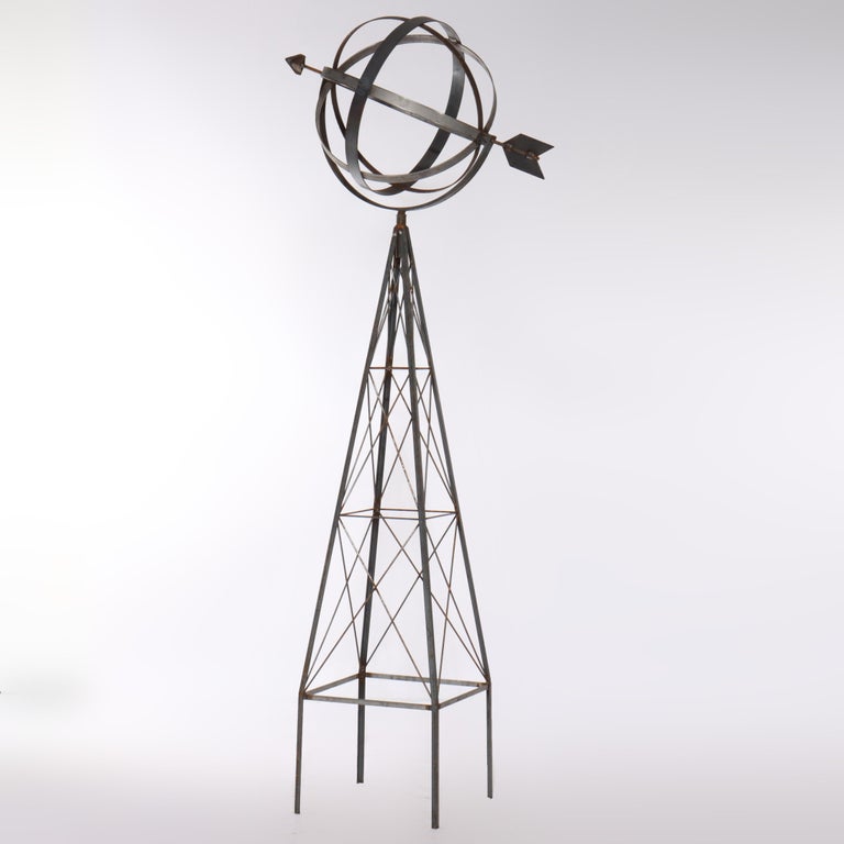 Oversized 105" Vintage Wrought Metal Garden Armillary 20thC