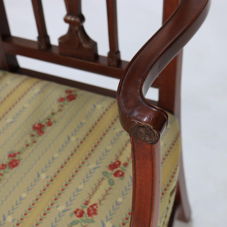 Four Antique Mt. Vernon Hickory Chair Co Hepplewhite Mahogany Shield Back Chairs