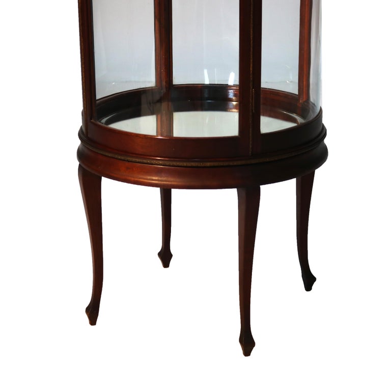 Antique Louis XVI Style Mahogany, Glass & Ormolu Round Vitrine C1910