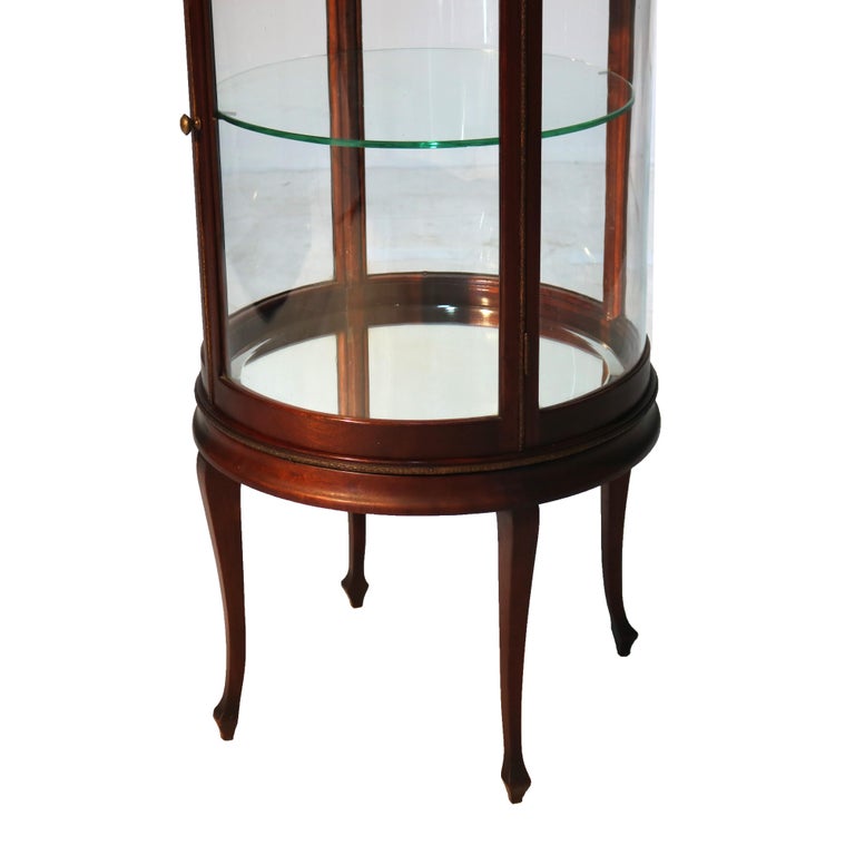 Antique Louis XVI Style Mahogany, Glass & Ormolu Round Vitrine C1910