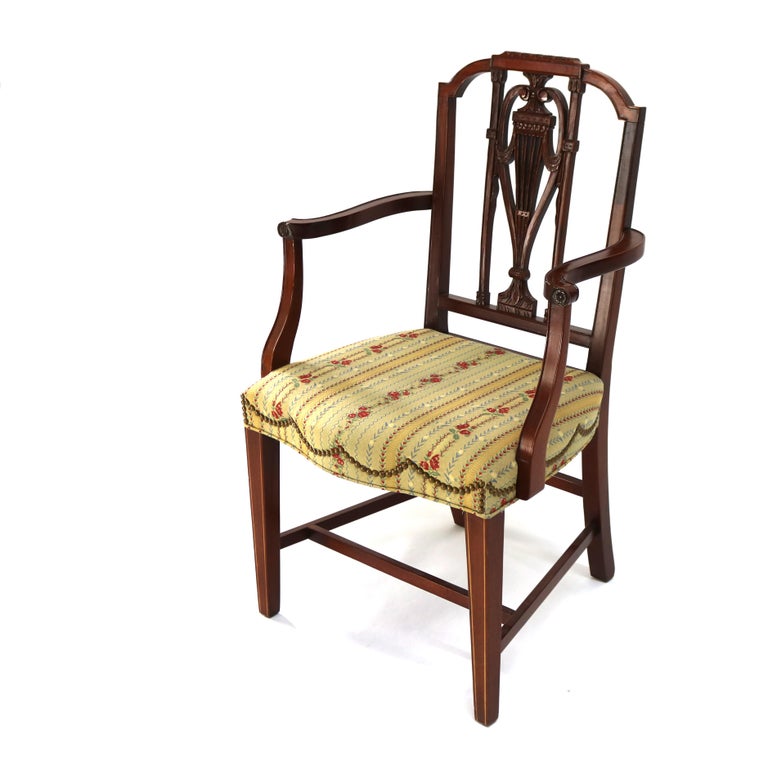 Four Antique Mt. Vernon Hickory Chair Co Hepplewhite Mahogany Shield Back Chairs