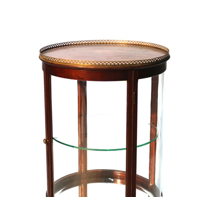 Antique Louis XVI Style Mahogany, Glass & Ormolu Round Vitrine C1910