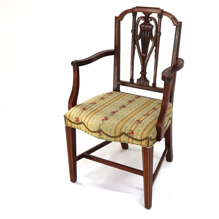 Four Antique Mt. Vernon Hickory Chair Co Hepplewhite Mahogany Shield Back Chairs