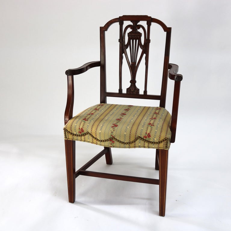 Four Antique Mt. Vernon Hickory Chair Co Hepplewhite Mahogany Shield Back Chairs