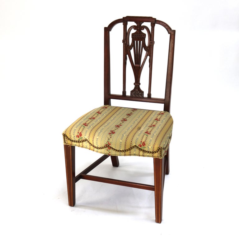 Four Antique Mt. Vernon Hickory Chair Co Hepplewhite Mahogany Shield Back Chairs