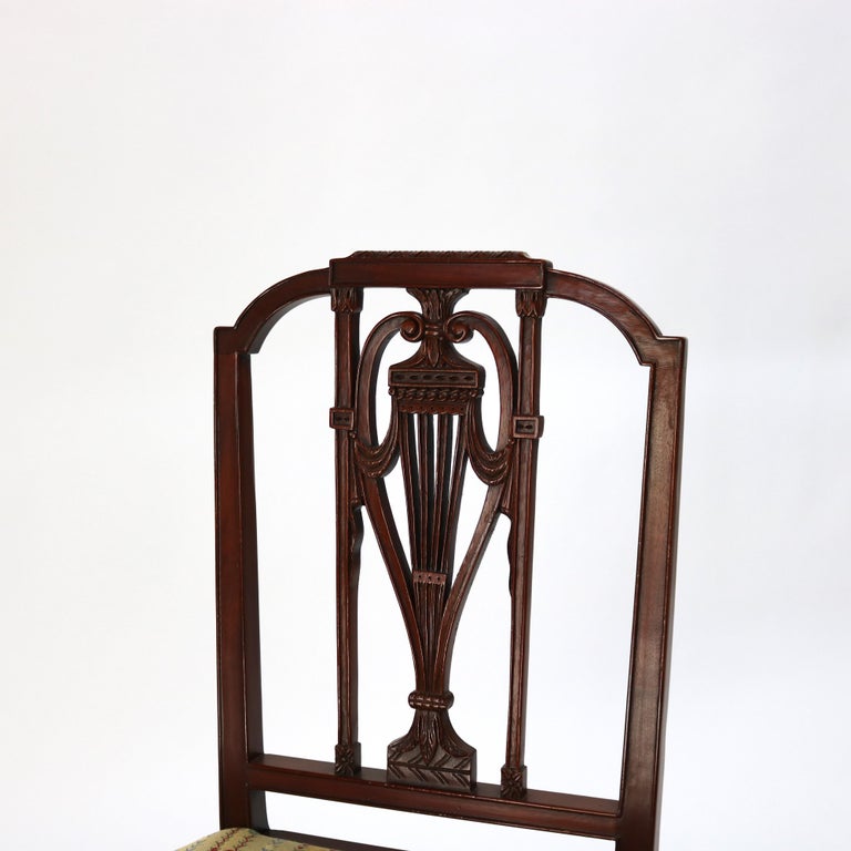 Four Antique Mt. Vernon Hickory Chair Co Hepplewhite Mahogany Shield Back Chairs