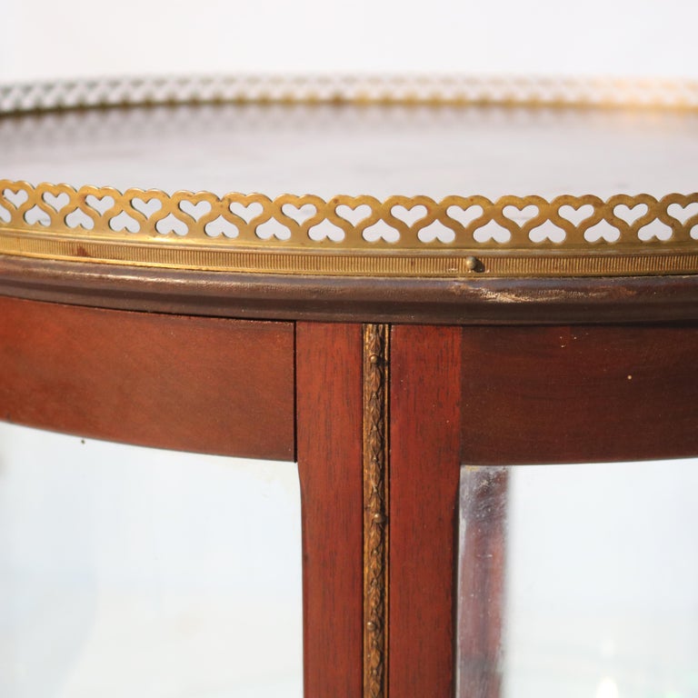 Antique Louis XVI Style Mahogany, Glass & Ormolu Round Vitrine C1910
