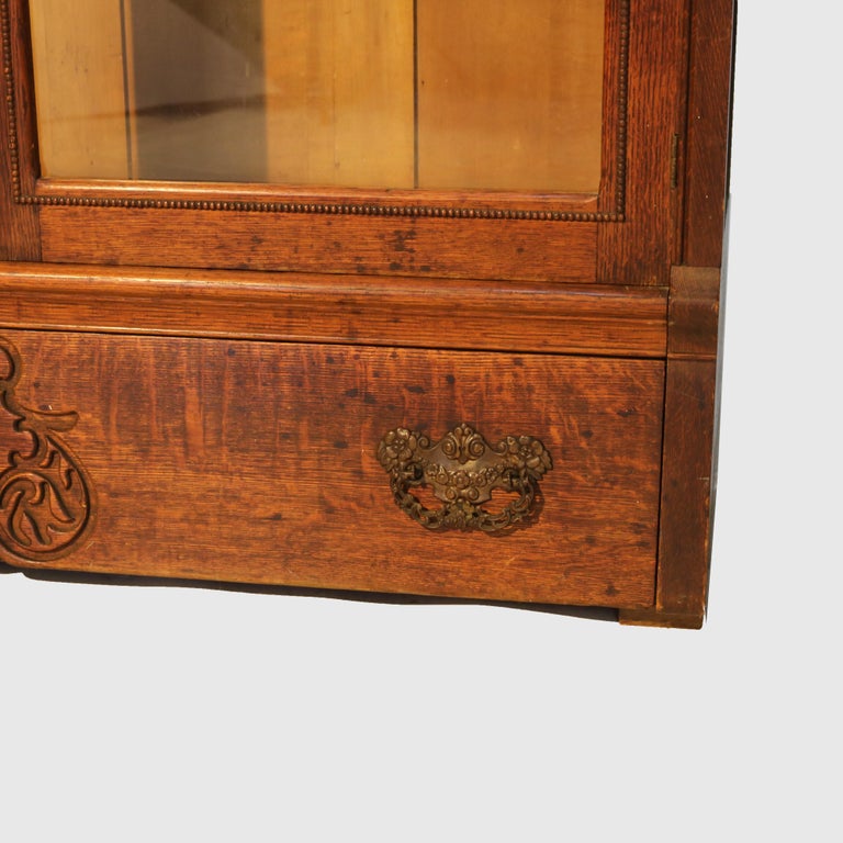 Oversized RJ Horner Carved Oak Two-Door & One-Drawer Bookcase c1910