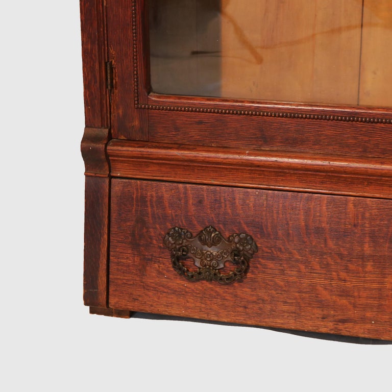 Oversized RJ Horner Carved Oak Two-Door & One-Drawer Bookcase c1910