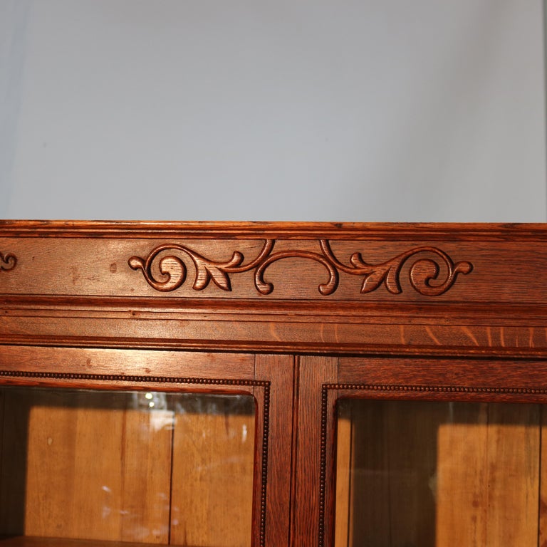 Oversized RJ Horner Carved Oak Two-Door & One-Drawer Bookcase c1910