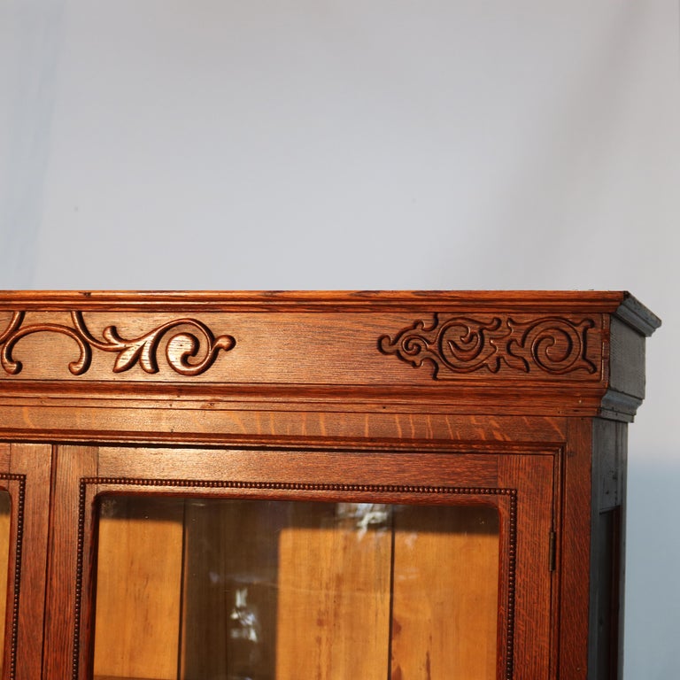 Oversized RJ Horner Carved Oak Two-Door & One-Drawer Bookcase c1910