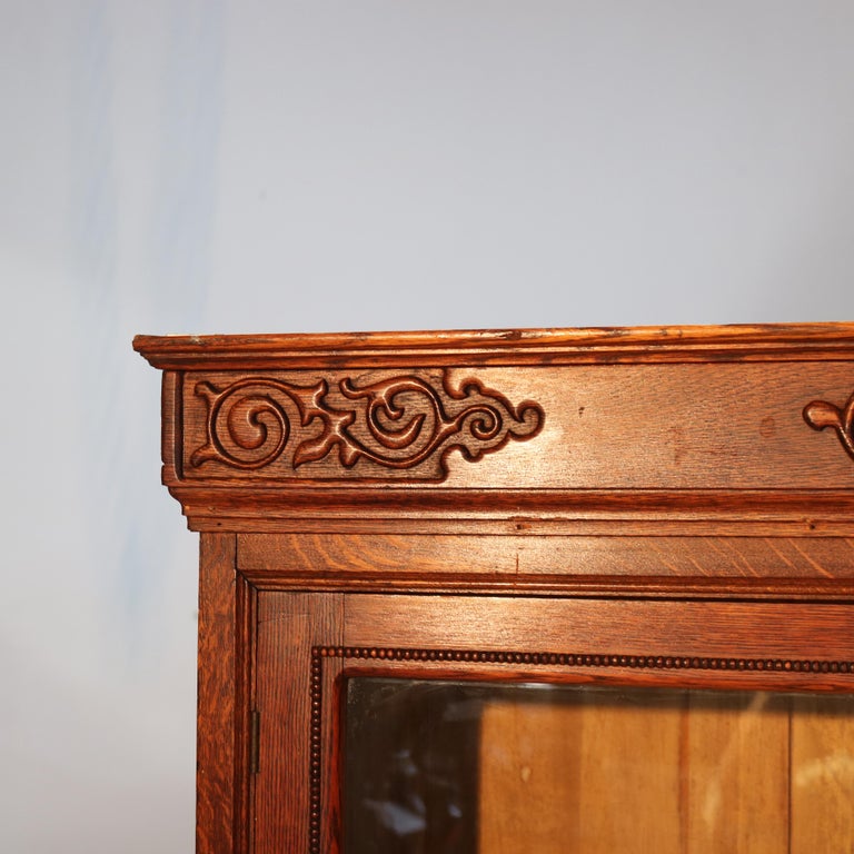 Oversized RJ Horner Carved Oak Two-Door & One-Drawer Bookcase c1910