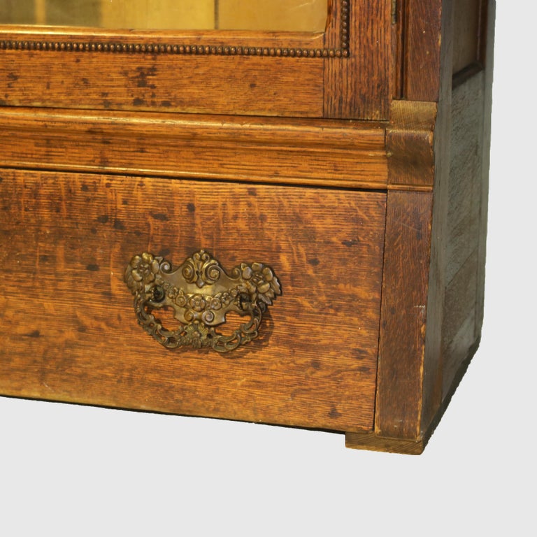 Oversized RJ Horner Carved Oak Two-Door & One-Drawer Bookcase c1910