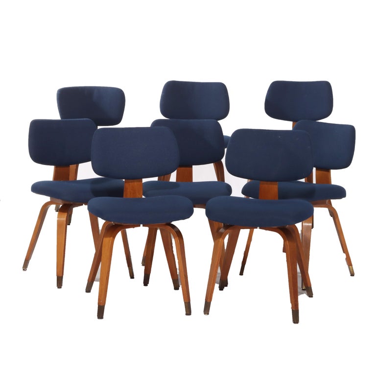 Eight Mid Century Modern Upholstered Teak Chair Set C1960