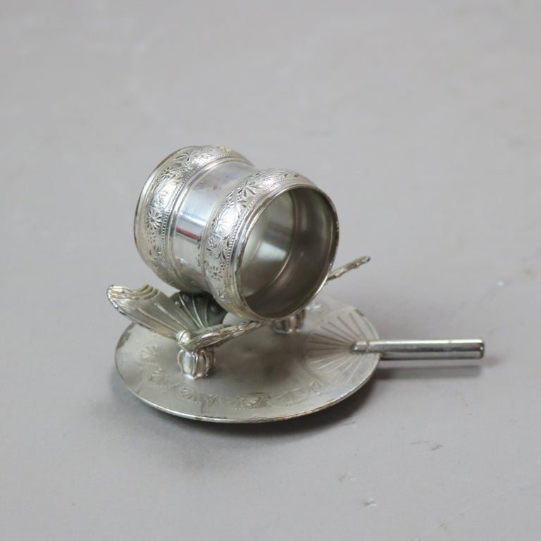 Six Miscellaneous Antique Aesthetic Movement Silver Plated Napkin Rings