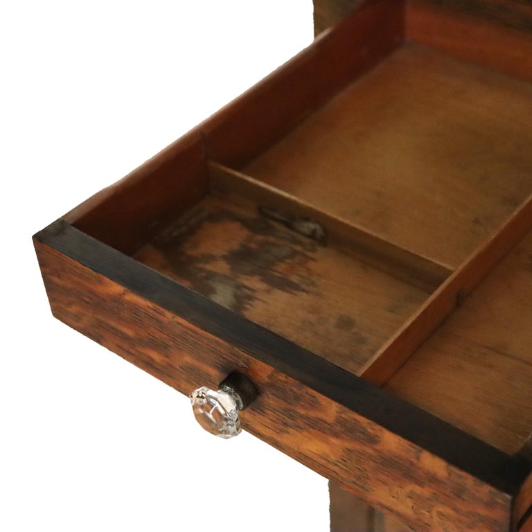 Arts & Crafts 18 Drawer Dental Cabinet with Oak, Leaded Glass & Porcelain C1910