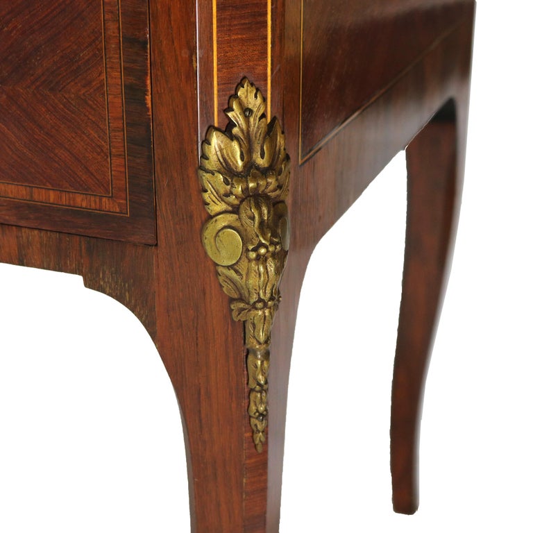 French Louis XV Style Rosewood, Kingwood & Ormolu Roll Top Lady’s Desk 20th C