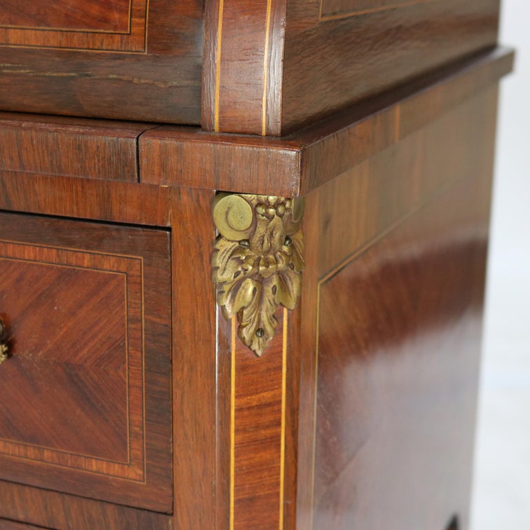 French Louis XV Style Rosewood, Kingwood & Ormolu Roll Top Lady’s Desk 20th C