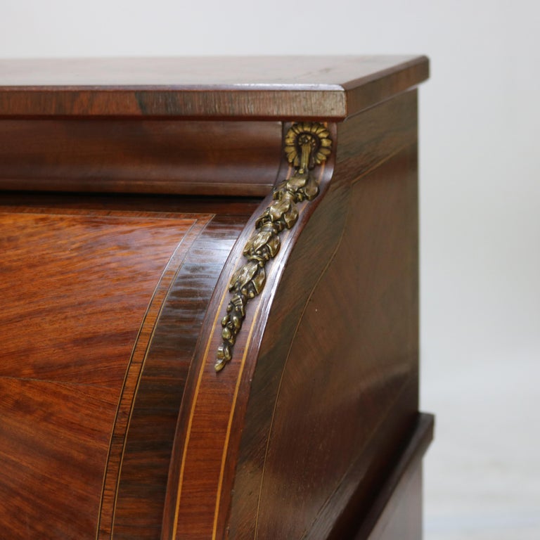 French Louis XV Style Rosewood, Kingwood & Ormolu Roll Top Lady’s Desk 20th C