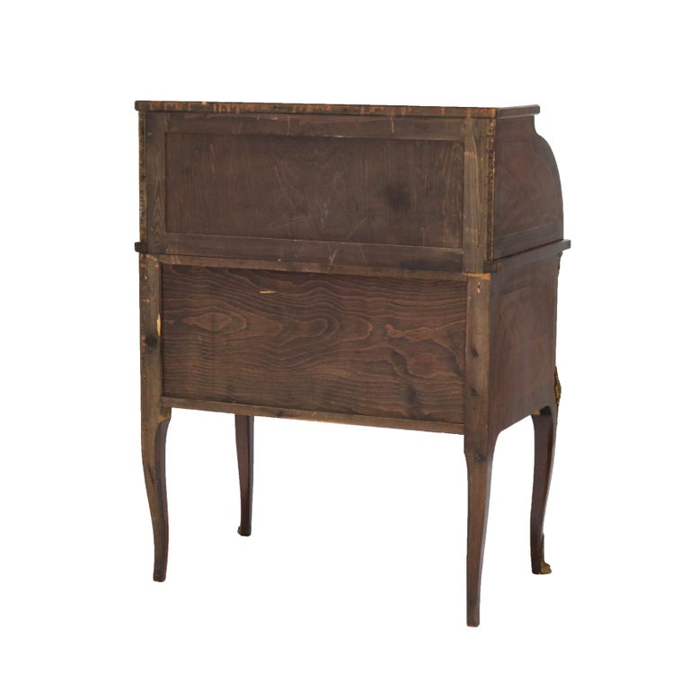 French Louis XV Style Rosewood, Kingwood & Ormolu Roll Top Lady’s Desk 20th C