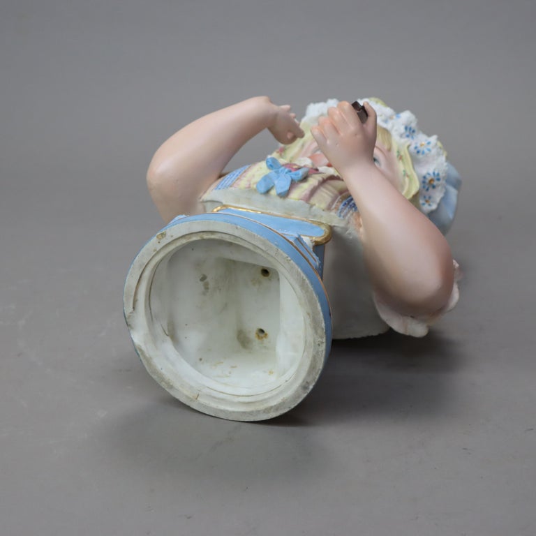 Antique Hand Painted Bisque Bust of a Young Girl C1890