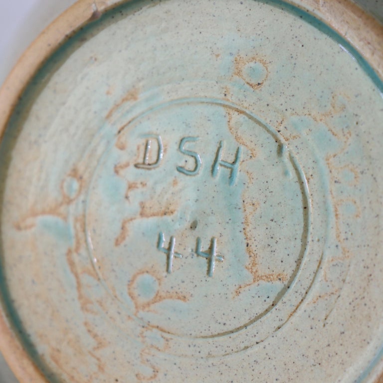 Antique Arts & Crafts Studio Pottery Low Bowl Signed C1910