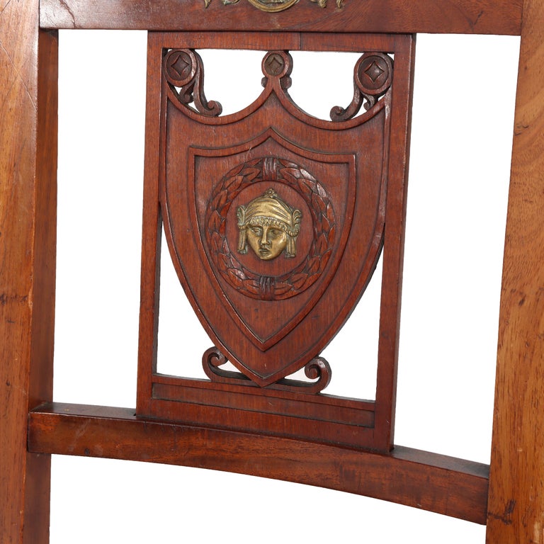 Four Antique French Empire Kingwood & Figural Ormolu Classical Dining Chairs