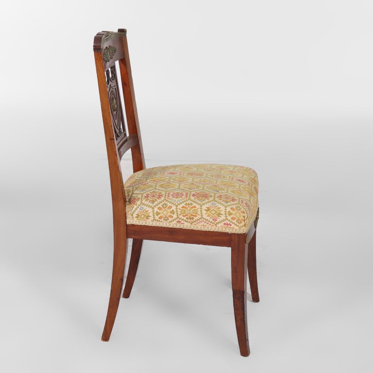 Four Antique French Empire Kingwood & Figural Ormolu Classical Dining Chairs