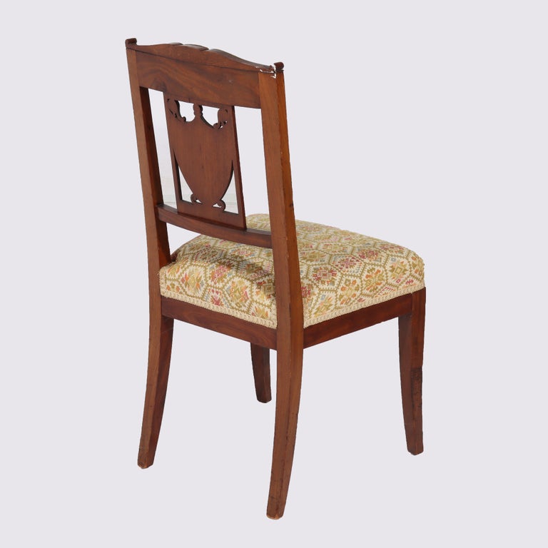 Four Antique French Empire Kingwood & Figural Ormolu Classical Dining Chairs