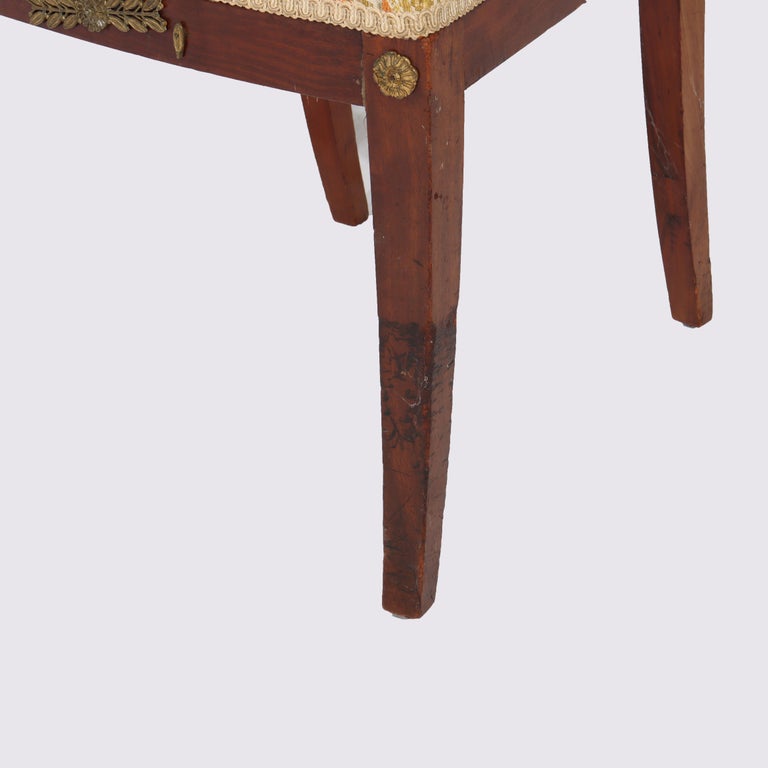 Four Antique French Empire Kingwood & Figural Ormolu Classical Dining Chairs