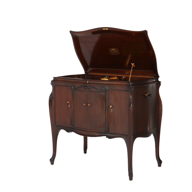 Antique Victor Victrola VV-230 Mahogany Phonograph Credenza Cabinet C1920