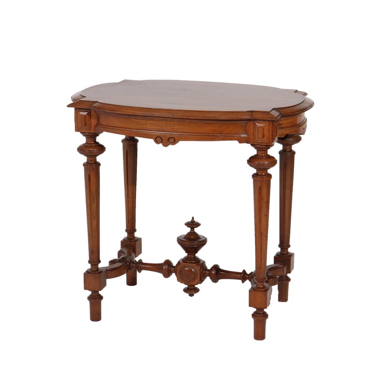 Antique Victorian Renaissance Revival Walnut Lamp Table C1890