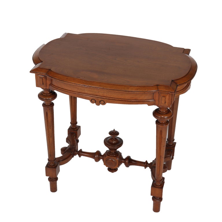 Antique Victorian Renaissance Revival Walnut Lamp Table C1890