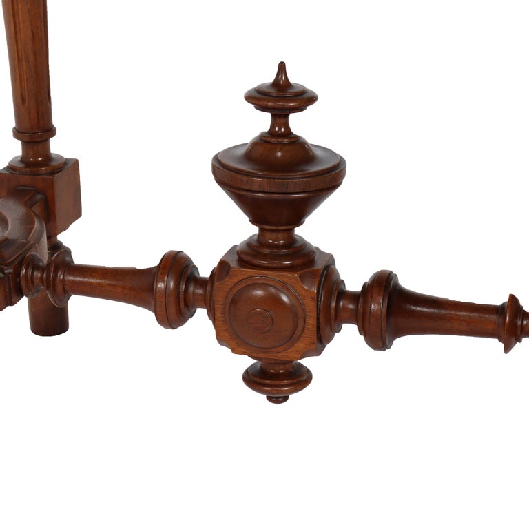 Antique Victorian Renaissance Revival Walnut Lamp Table C1890