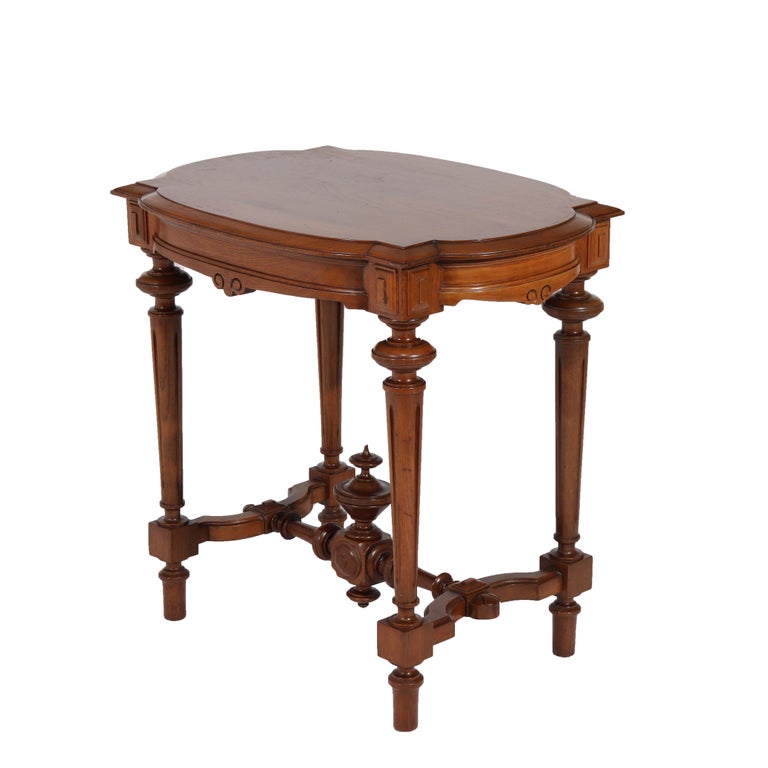 Antique Victorian Renaissance Revival Walnut Lamp Table C1890