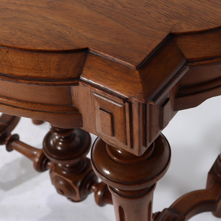 Antique Victorian Renaissance Revival Walnut Lamp Table C1890