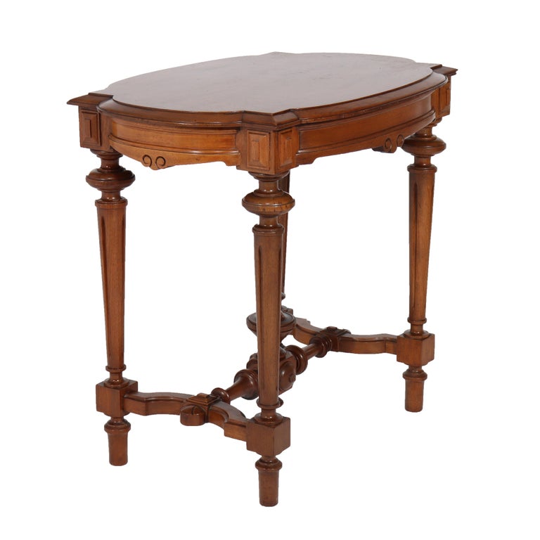 Antique Victorian Renaissance Revival Walnut Lamp Table C1890