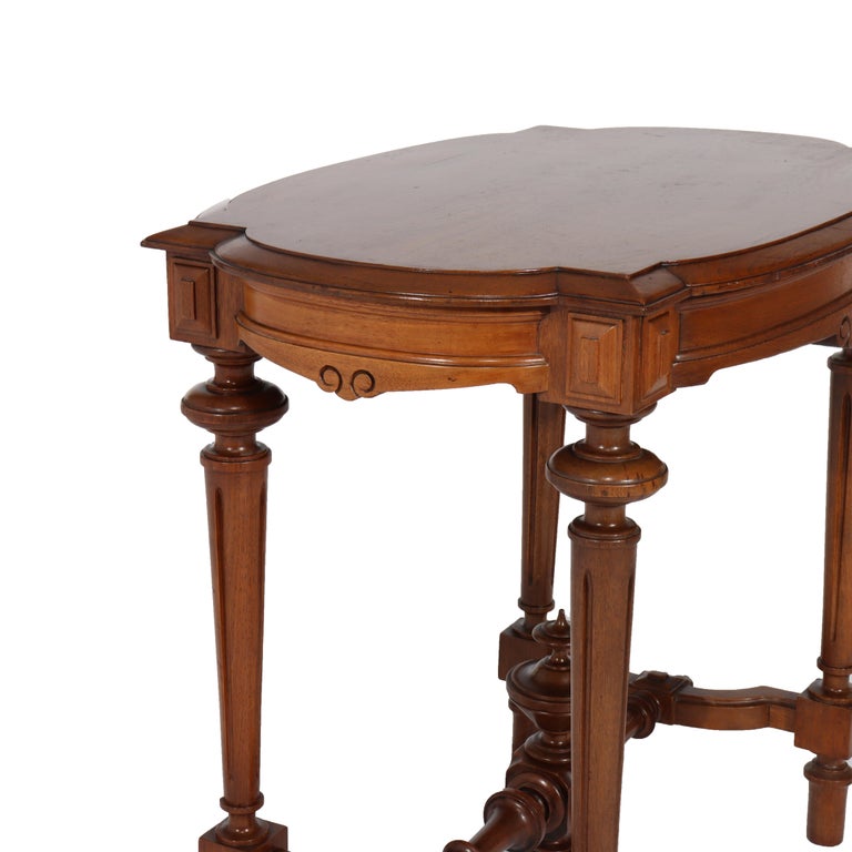 Antique Victorian Renaissance Revival Walnut Lamp Table C1890