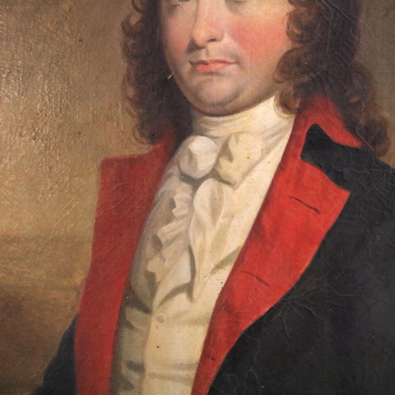 Antique Oil on Canvas Laid on Board Portrait of a Gentleman Early 19thC
